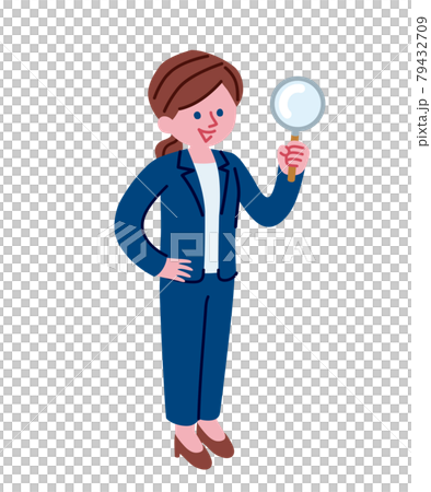 虫眼鏡を持っている女性のイラスト 79432709