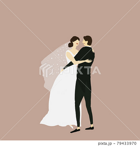 抱き合う新郎新婦 結婚 ウエディング 結婚式のイラスト素材