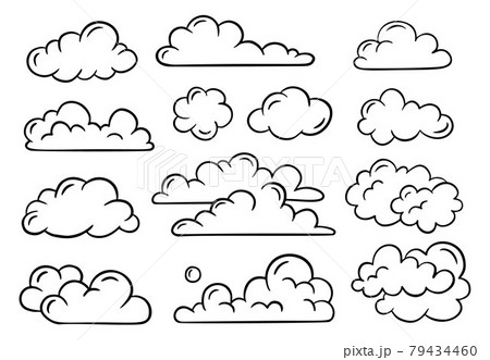 Vector set of hand-drawn clouds. Hand-drawn, doodle elements isolated on white background. 79434460