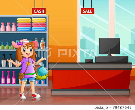 Happy a woman shopping in the supermarket Happy a woman shopping in the supermarket 79437645