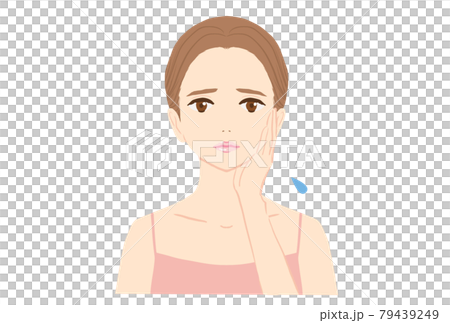 悩む若い女性のイラスト 悩む若い女性のイラスト 79439249