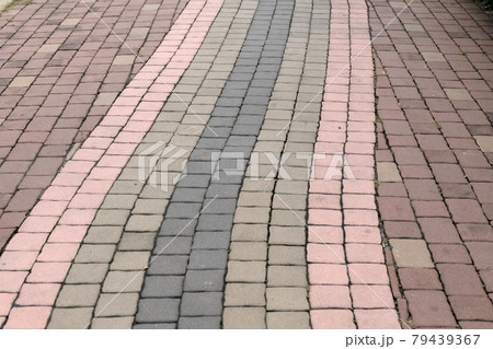 brick walk path in public park 79439367