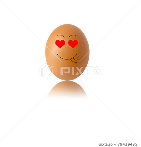 chicken egg and shadow on white background 79439435