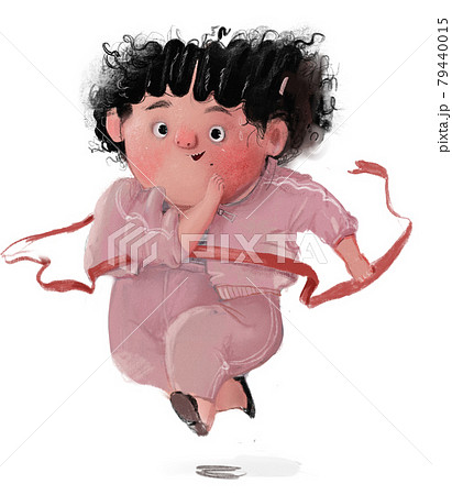 cute dansing curly haired girl with pink sport costume cute dansing curly haired girl with pink sport costume 79440015