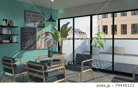 ニューヨーク風カフェのデザイン 79440122