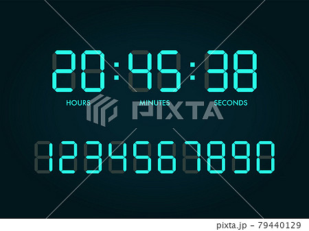 Digital clock numbers set 79440129