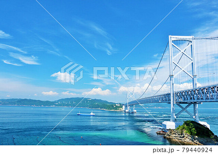 徳島県 青空の鳴門海峡大橋 徳島県 青空の鳴門海峡大橋 79440924