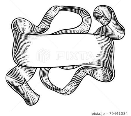 Paper Scroll Ribbon Banner Roll Woodcut Vintage 79441084