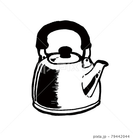 モノクロやかんのイラスト素材 モノクロやかんのイラスト素材