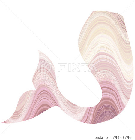 Pink mermaid Tail hand-drawn illustration. Marble Fishtail Pink mermaid Tail hand-drawn illustration. Marble Fishtail 79443796