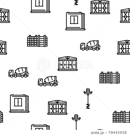 Concrete Production Vector Seamless Pattern 79445056