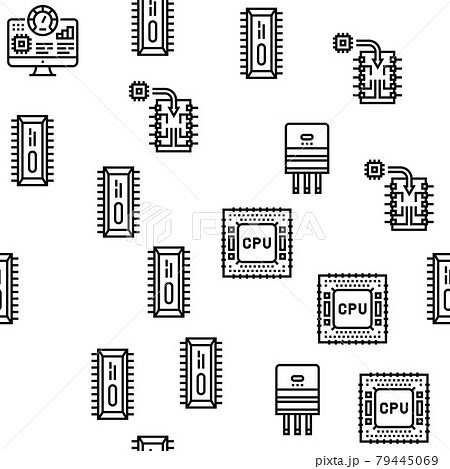 Semiconductor Manufacturing Plant Vector Seamless Pattern 79445069