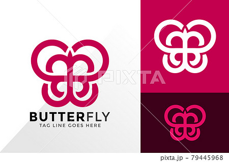 Abstract Beauty Butterfly Line Art Logo Design のイラスト素材