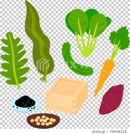 米 野菜 海藻のイラストセットのイラスト素材