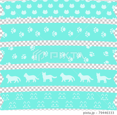 猫をモチーフにした模様のリボン 79446333