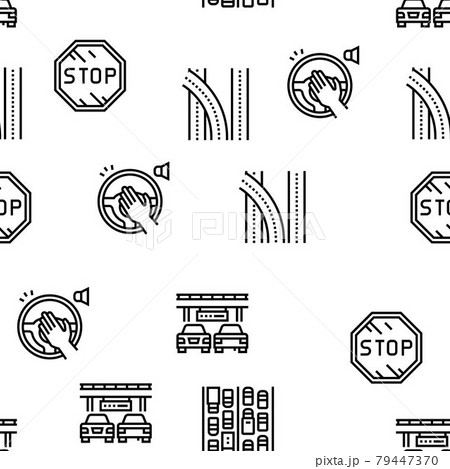 Traffic Jam Transport Vector Seamless Pattern 79447370