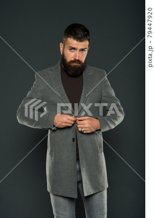 Fashion outfit. Masculine look. Brutal hipster man. Hipster