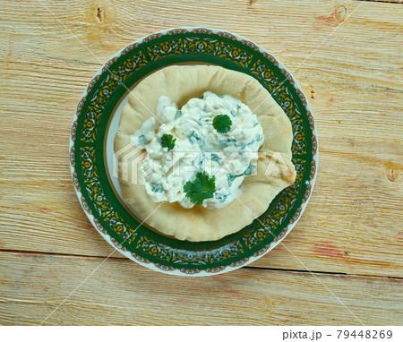 Pita bread and Cottage Cheese Pita bread and Cottage Cheese 79448269