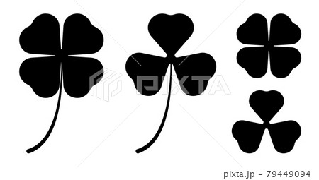 Three and four leaf clover icon. Clover leaf silhouette. Simple isolated vector on white background Three and four leaf clover icon. Clover leaf silhouette. Simple isolated vector on white background 79449094