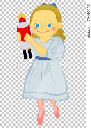 バレエくるみ割り人形 くるみ割り人形を掲げているクララのイラスト素材 バレエくるみ割り人形 くるみ割り人形を掲げているクララのイラスト素材