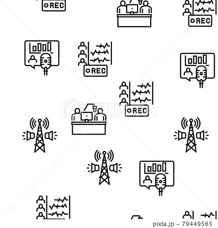 Radio Studio Podcast Vector Seamless Pattern 79449565