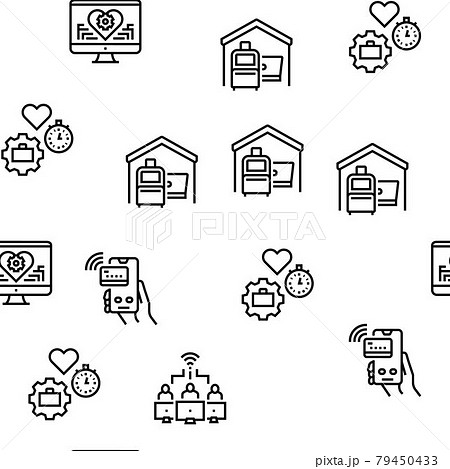 Digital Nomad Worker Vector Seamless Pattern 79450433
