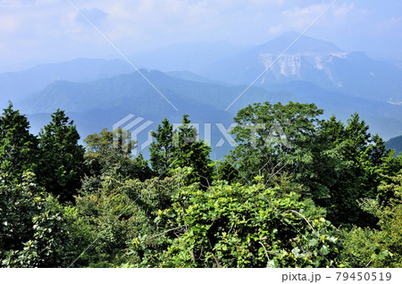 奥武蔵　丸山山頂からの展望　武川岳、鳶岩山、二子山（雌岳、雄岳）、武甲山 79450519