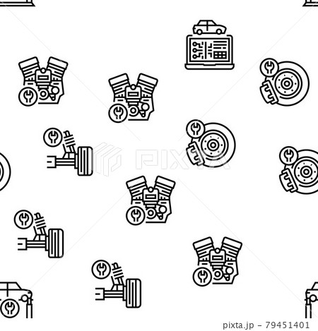 Car Service Garage Vector Seamless Pattern 79451401