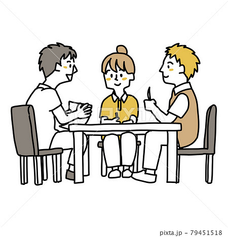 入居者さんのケアカンファレンスのイラスト素材