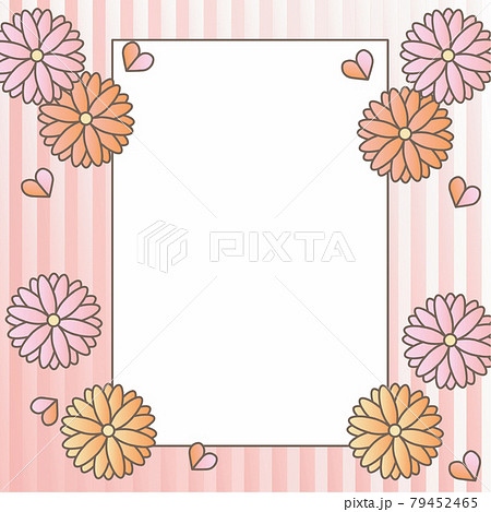 春っぽいかわいいピンクの和モダンなお花和風フレームのイラスト素材