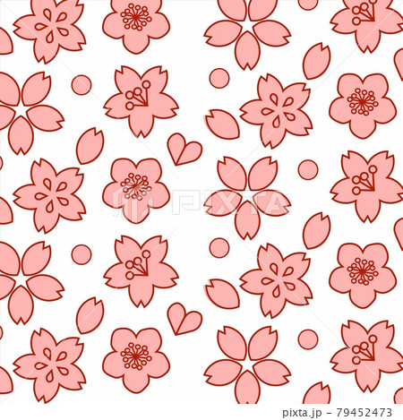 和モダン風の赤い和柄の花柄パターンのイラスト素材