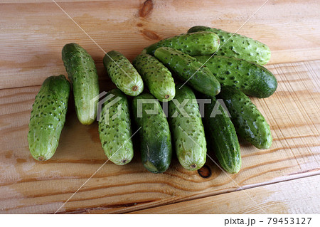 Cucumbers on table 79453127