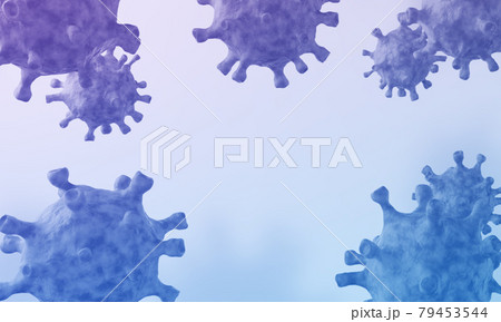 Blue-violet viruses with empty place for your text. COVID-19 background, 3D illustration 79453544