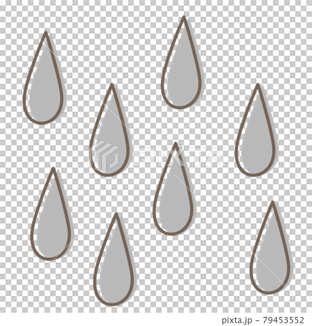 白黒印刷でも使えるぬけ感のある雨のしずくのシンプルなイラストのイラスト素材