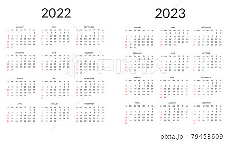 Calendar for 2022 and 2023. Vector illustration Calendar for 2022 and 2023. Vector illustration 79453609