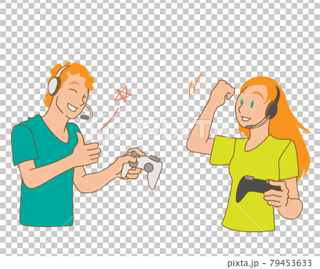 ゲームプレイを楽しむ白人の若者 ゲームプレイを楽しむ白人の若者 79453633