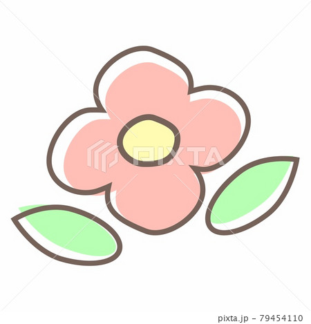 ピンク色の春っぽい手描き風のお花アイコン 79454110