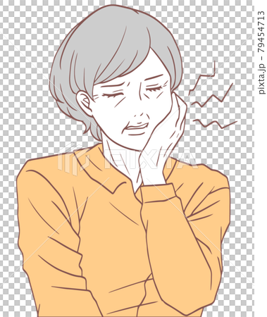 有蛀牙的老年婦女（單色） 79454713