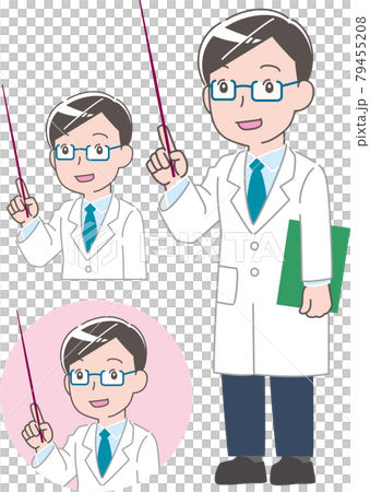 男醫生插圖集手持指針矢量 男醫生插圖集手持指針矢量 79455208