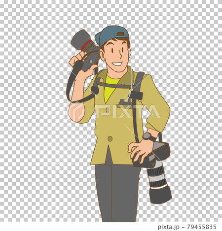 2台のカメラで撮影するカメラマン 79455835