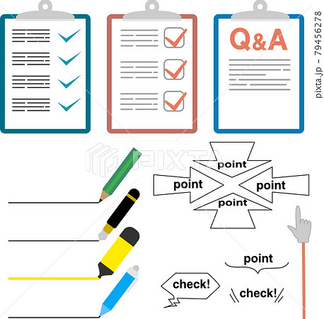 チェックリスト アンケート 矢印 セット カラフルのイラスト素材