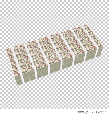 経済のイラスト素材　マネー　平らに積まれた札束　リアル風一万円札　七億円（1_1） 79457453