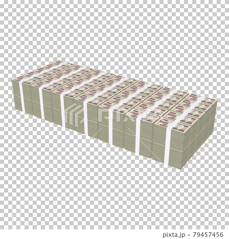 経済のイラスト素材　マネー　平らに積まれた札束　リアル風一万円札　七億円（1_4） 79457456