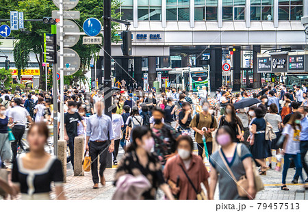 日本の東京都市景観 4度目の「宣言」へ…東京は脅威の920人…変異株の祭典に“盲進”＝7日、渋谷 79457513