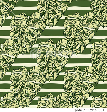 Geometric monstera leaf seamless pattern on stripes background. Modern tropical leaves philodendron plant silhouette backdrop. Geometric monstera leaf seamless pattern on stripes background. Modern tropical leaves philodendron plant silhouette backdrop. 79459881