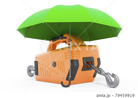 Electric winch under umbrella, 3D rendering Electric winch under umbrella, 3D rendering 79459919