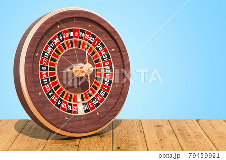 Casino roulette on the wooden planks, 3D rendering 79459921