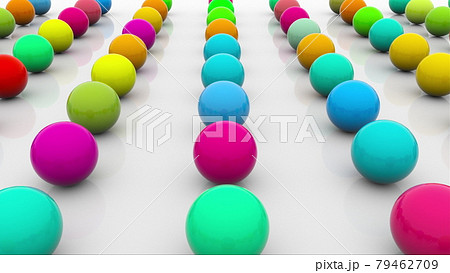 Rows of many colorful glossy balls, isometric background, computer generated 3d rendering background 79462709