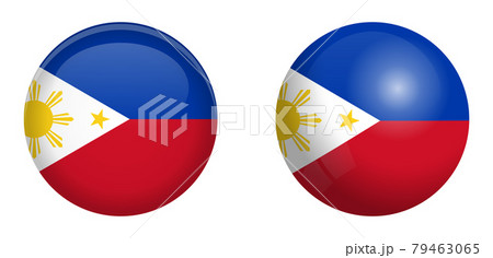 Philippines flag under 3d dome button and on glossy sphere / ball. 79463065