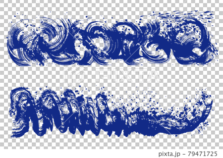 波 墨絵 手書きの毛筆イラストのイラスト素材